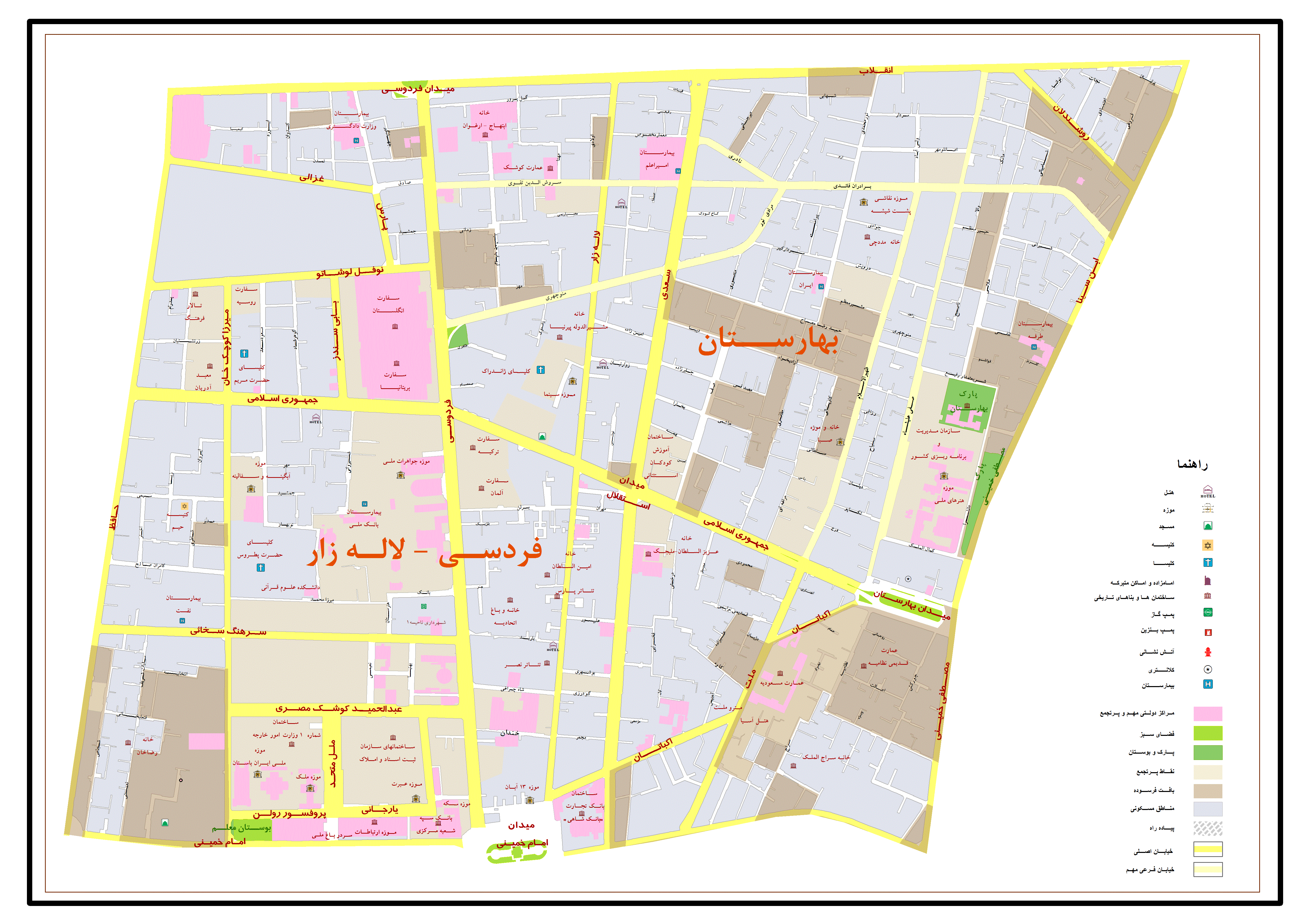 نقشه بازار بزرگ تهران با کیفیت عالی ، جدید و کامل