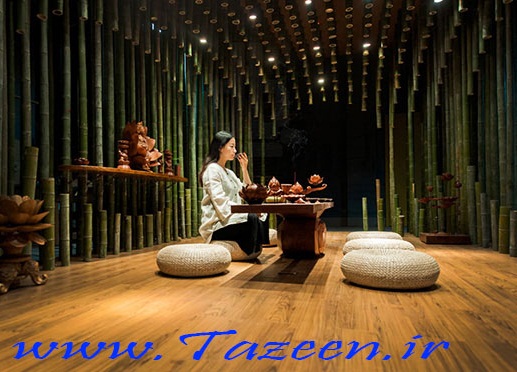 دکوراسیون داخلی سفره خانه سنتی با چوب بامبو
