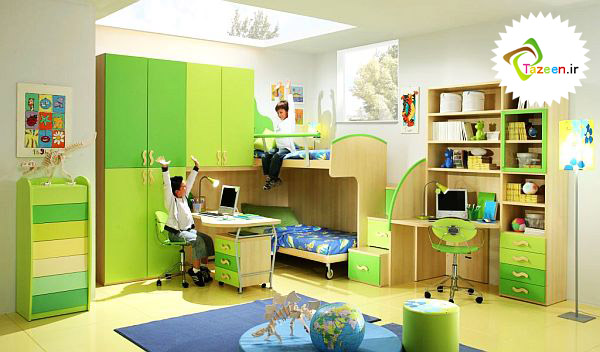 طراحی داخلی اتاق خواب با رنگ سبز