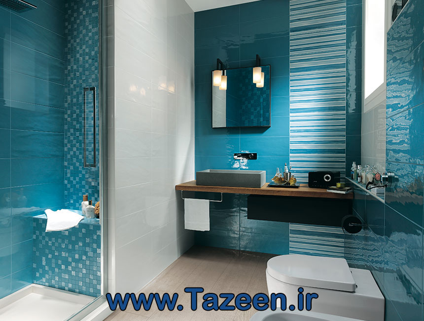 حمام و سرویس بهداشتی با رنگ آبی